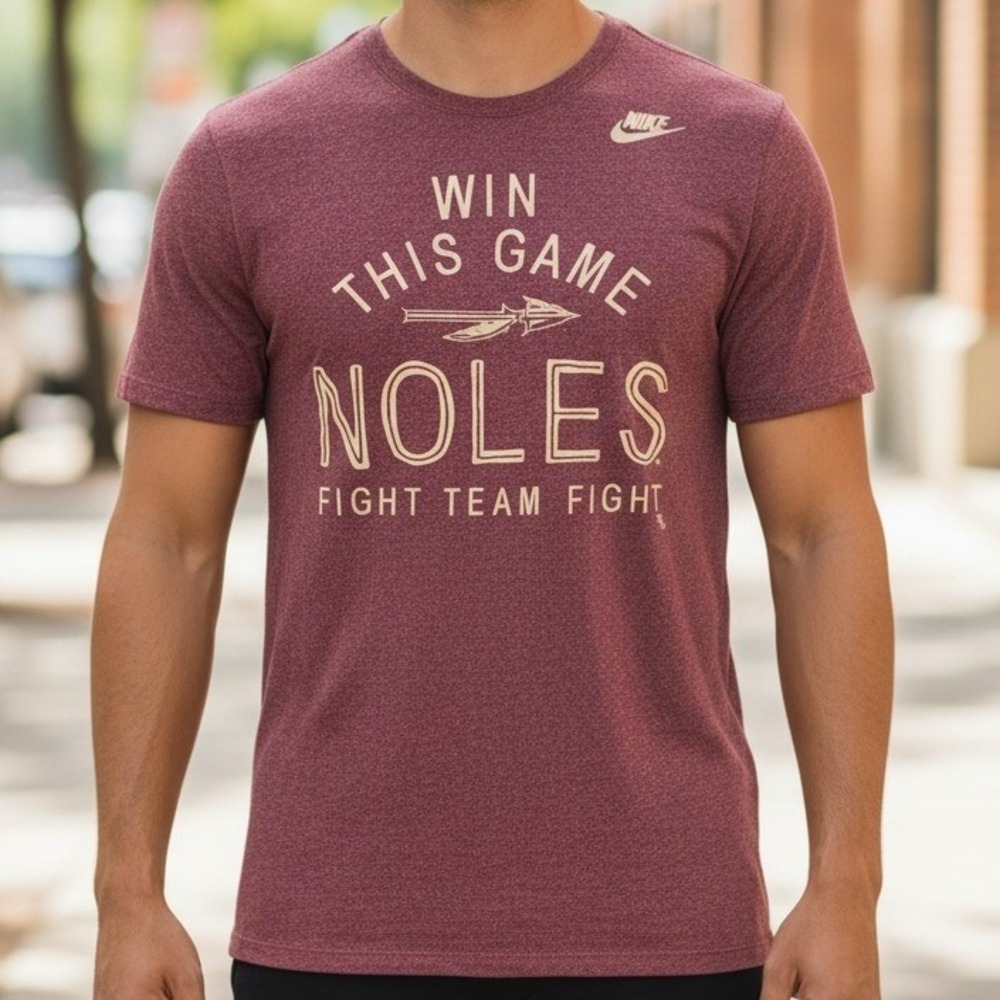 Nike Florida State Seminoles FSU Noles Fight Team Fight T-Shirt Men Large Maroon